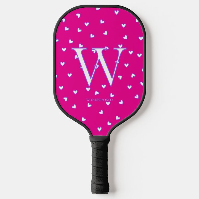 Pink Hearts Pickleball Schläger (Vorderseite)