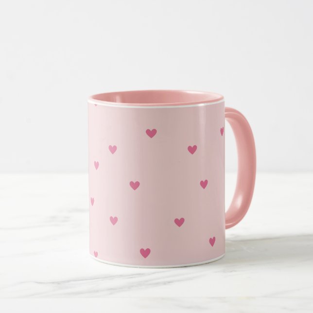 Pink Hearts Seamless Pattern – Cute Valentine Tasse (VorderseiteRechts)