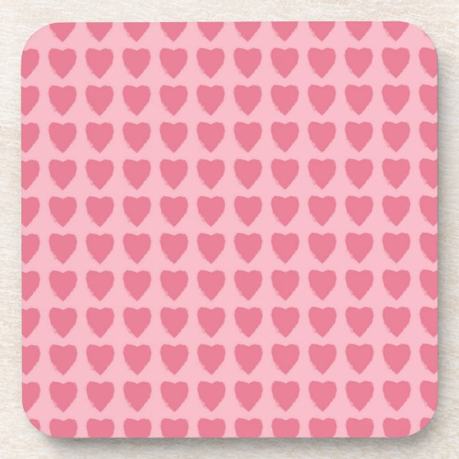 Pink Hearts Seamless Pattern Getränkeuntersetzer (Vorderseite)