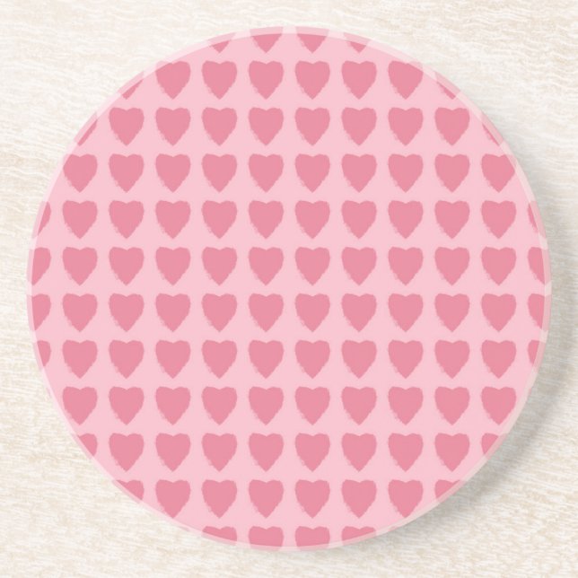 Pink Hearts Seamless Pattern Getränkeuntersetzer (Vorne)