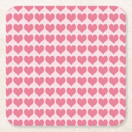 Pink Hearts Seamless Pattern Rechteckiger Pappuntersetzer