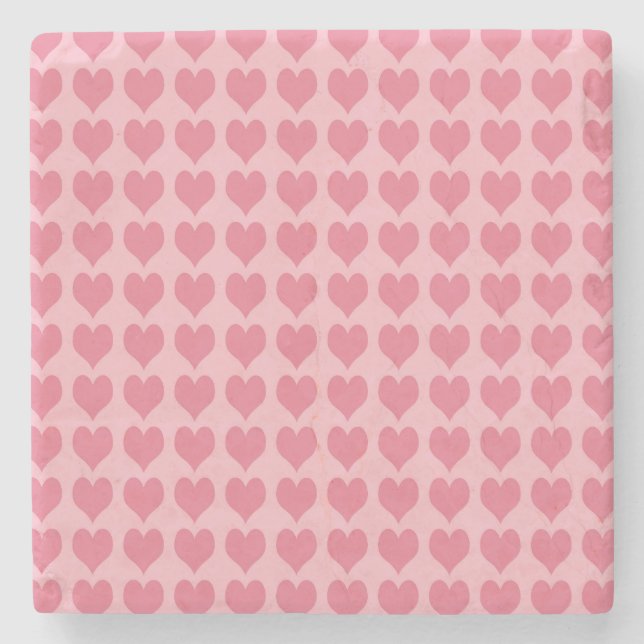 Pink Hearts Seamless Pattern Steinuntersetzer (Vorderseite)