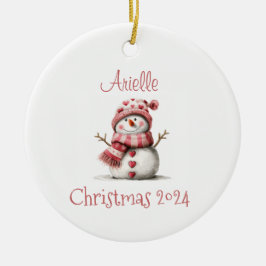 Pink Hearts Snowman Personalisierte Ornamente