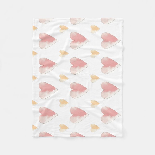 Pink Hearts Soft Fleece Baby Blanket (Vorderseite)