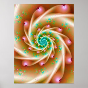 Pink Hearts Spiral Poster
