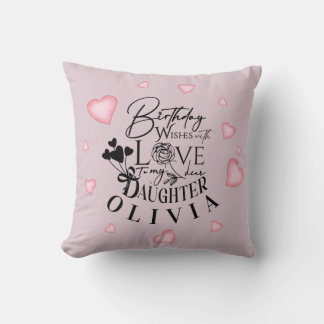 Pink Hearts Tochter Geburtstag Text Design Kissen