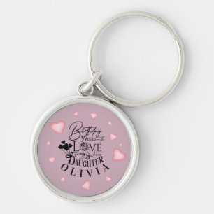 Pink Hearts Tochter Geburtstag Text Design Schlüsselanhänger
