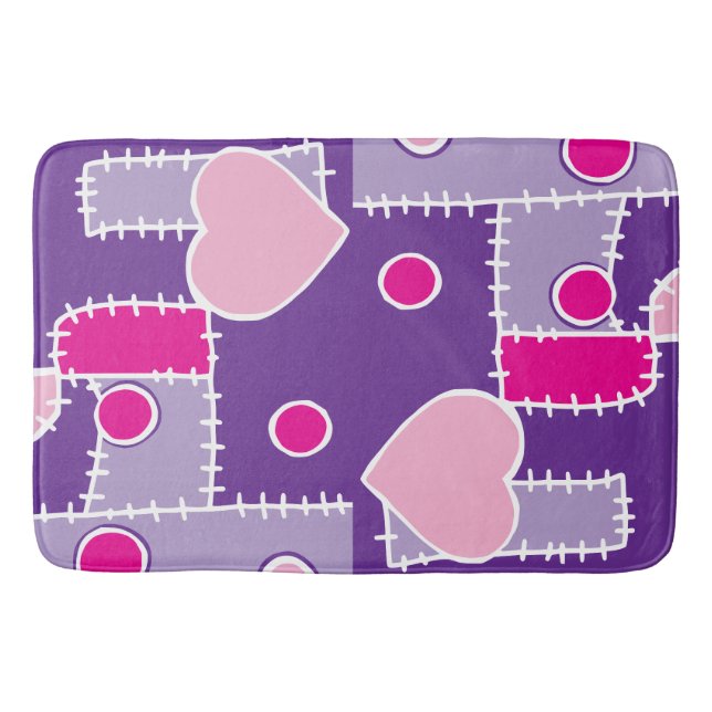Pink Hearts und Formen, niedlich Badematte (Vorderseite)