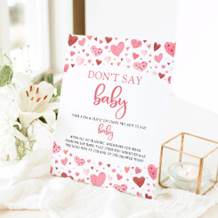 Pink Hearts Valentine Say Baby Shower nicht Sockelschild