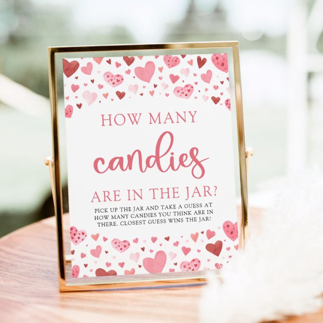 Pink Hearts Valentine Wie viele Candies Baby Dusch Poster (Von Creator hochgeladen)