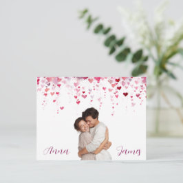 Pink Hearts Valentine's Day Card Custom Photo Postkarte