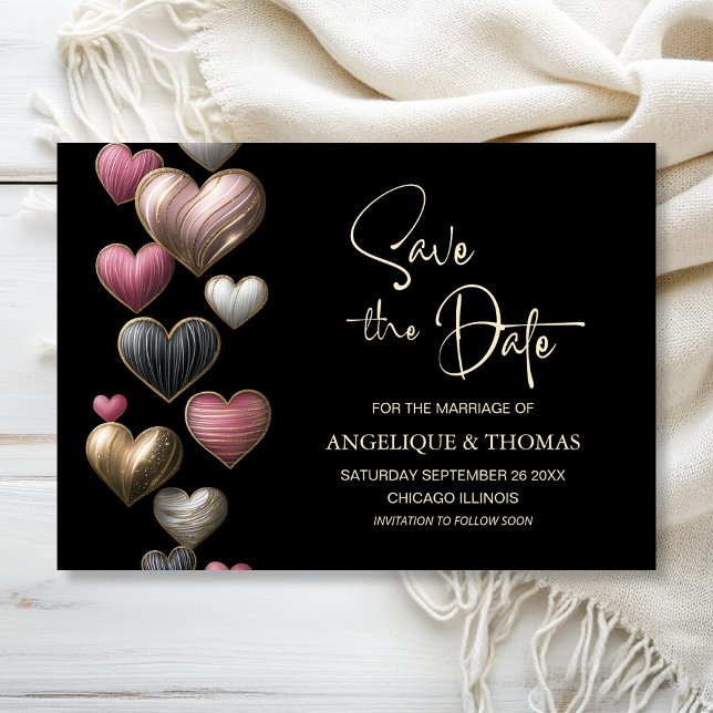 Pink Hearts Wedding Save the Date (Von Creator hochgeladen)