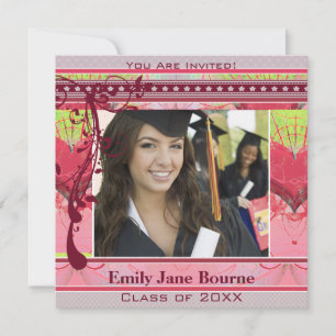 Pink Hearts & Wirbel Senior Pictures Class of 2012 Einladung