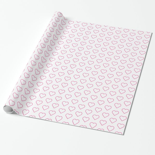 Pink Hearts Wrapping Paper Geschenkpapier (Ungerollt)