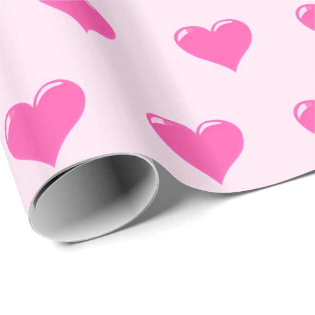 Pink Hearts Wrapping Paper Geschenkpapier (Rolleneckpunkt)