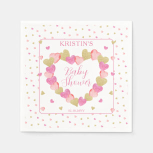 Pink Hearts Wreath eine kleine Sweetheart Baby Dus Serviette
