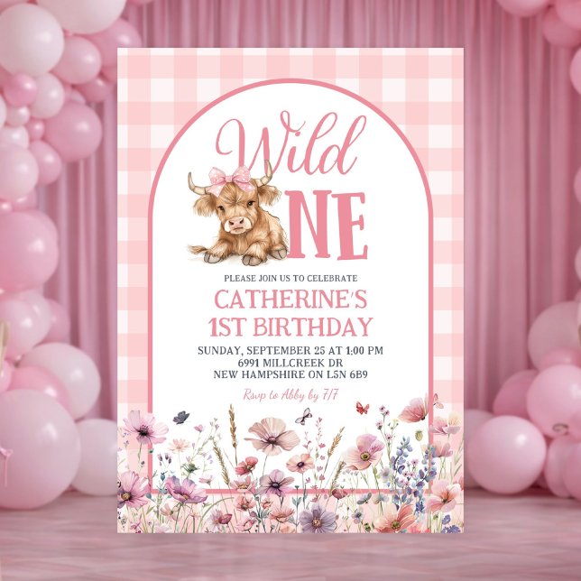 Pink Heifer Bull First Birthday Invitation Einladung (Von Creator hochgeladen)