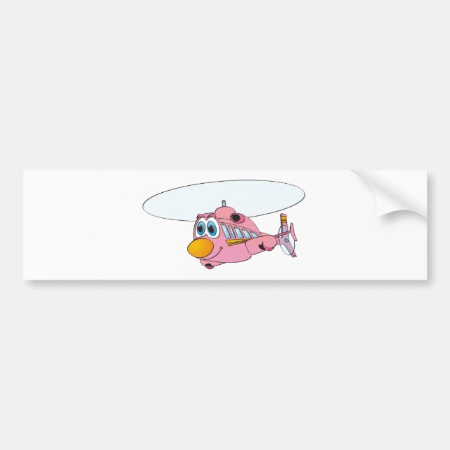 Pink Helicopter-Cartoon Autoaufkleber (Vorne)