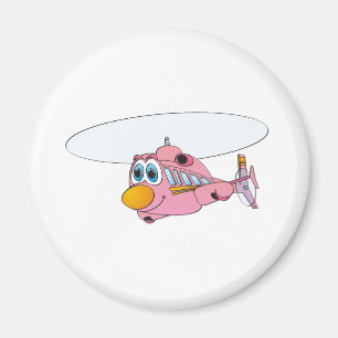 Pink Helicopter-Cartoon Magnet