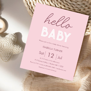 Pink Hello Baby Einladung der Babydusche