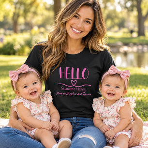 PINK Hello Girl Mom Herz Geschichte T-Shirt