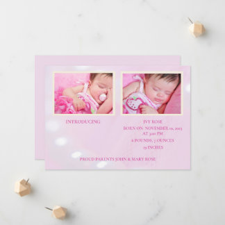 Pink Hello World Girl Geburtserklärung Ankündigung