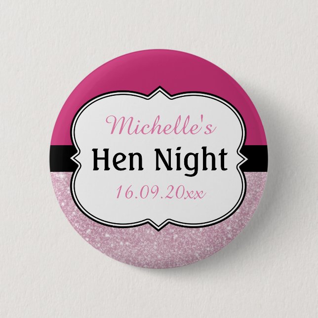 Pink Hen Night Personalisiert Button (Vorderseite)