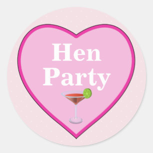 Pink Hen Party Runder Aufkleber