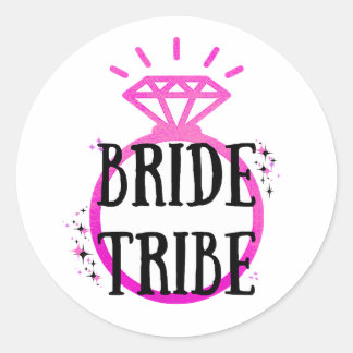 Pink Hens Party Bachelorette Ring Bride Stamm Runder Aufkleber