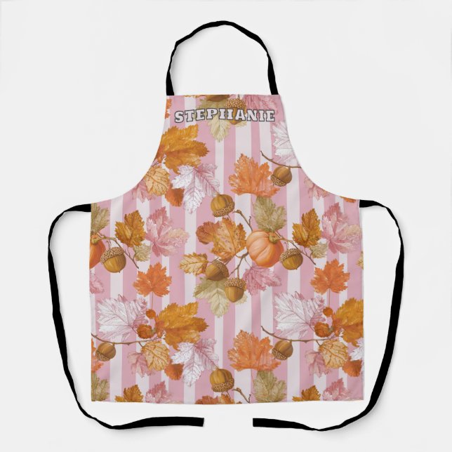 Pink Herbstleaves and Acorns Pattern - Fall Schürze (Vorderseite)
