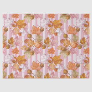 Pink Herbstleaves and Acorns Pattern - Fall Seidenpapier