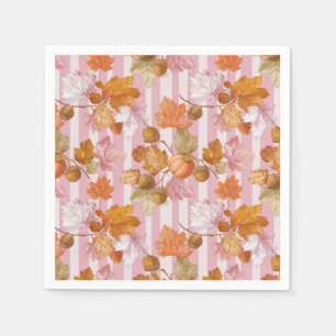 Pink Herbstleaves and Acorns Pattern - Fall Serviette