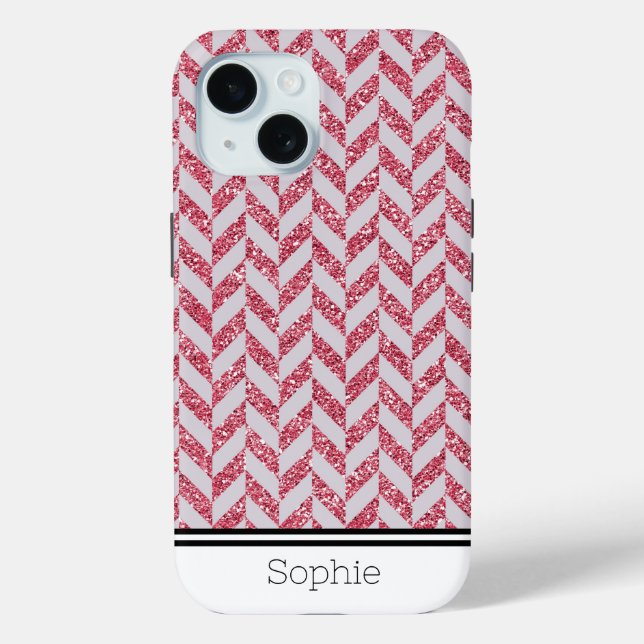 Pink Herringbone Custom Samsung Case-Mate iPhone Hülle (Rückseite)