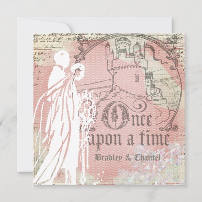 Pink Herringbone einmal auf einer Hochzeit Einladu Einladung (Vorderseite)