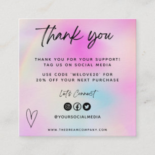 Pink-Herz-Media-Einfügung Danke Mini-Visitenkarte Quadratische Visitenkarte
