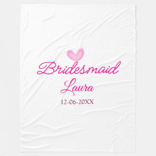 PINK Herz minimaler Zusatz Name Braut Geschenk Jah Fleecedecke