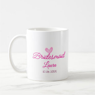 PINK Herz minimaler Zusatz Name Braut Geschenk Jah Kaffeetasse