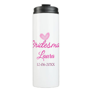 PINK Herz minimaler Zusatz Name Braut Geschenk Jah Thermosbecher