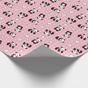 Pink-Herz-Panda-Bärenverpackungspapier Geschenkpapier