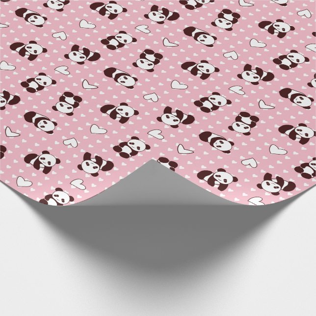 Pink-Herz-Panda-Bärenverpackungspapier Geschenkpapier (Ecke)