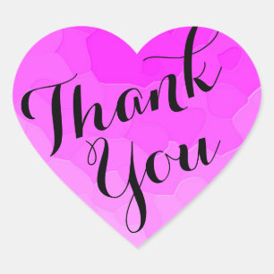 Pink Herz-Shaped Gastgeschenk Danke Stickers
