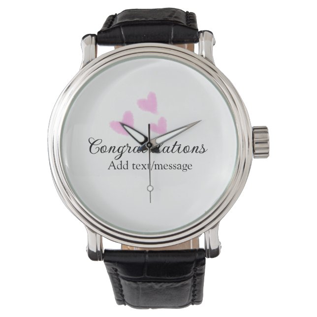 Pink Herzlichen Glückwunsch Abschluss Aquarell Armbanduhr (Vorderseite)