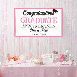 Pink Herzlichen Glückwunsch Graduate Grad Banner