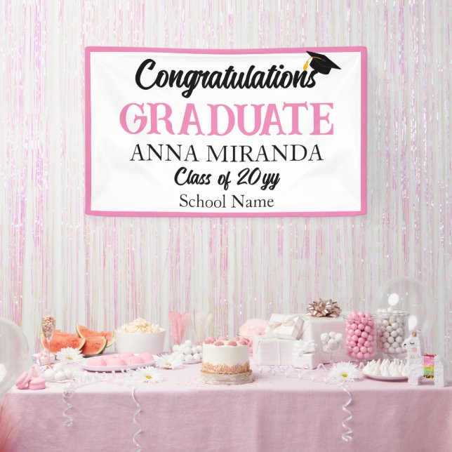 Pink Herzlichen Glückwunsch Graduate Grad Banner (Party)