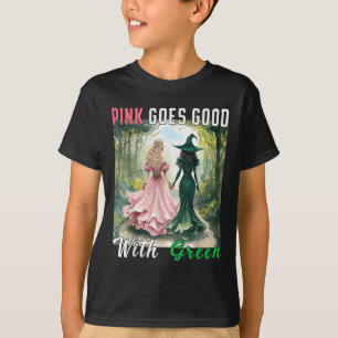 Pink Hexe passt gut zu grüner Halloween-Hexe T-Shirt