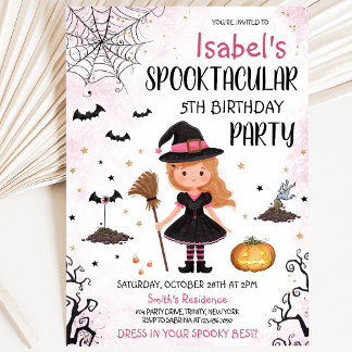 Pink Hexen Halloween Geburtstag Einladung