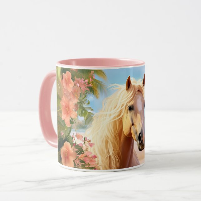 Pink Hibisken Beach Palomino Tasse Kaffee (Vorderseite Links)