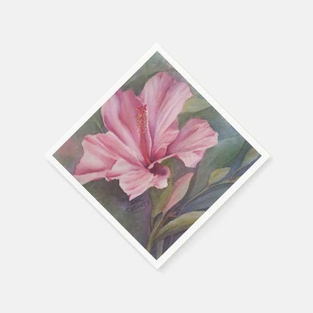 PINK HIBISKEN BLUME PAPIER NAPKINS SERVIETTE (Ecke)