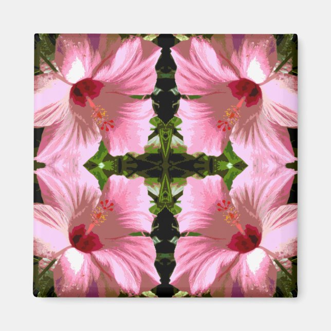 Pink-Hibiskus-Muster Magnet (Vorne)