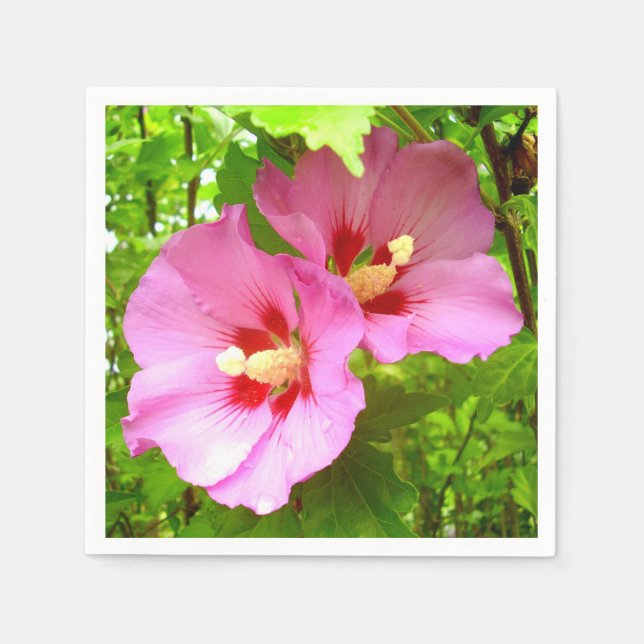 Pink Hibiskus Paper Napkins Serviette (Vorderseite)